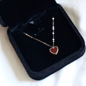 Red heart necklace 18k real gold vac design